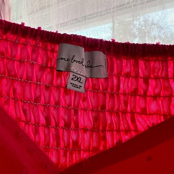 Pink Puff Sleeve V-Neck Babydoll Midi Dress - Picture 3 of 6